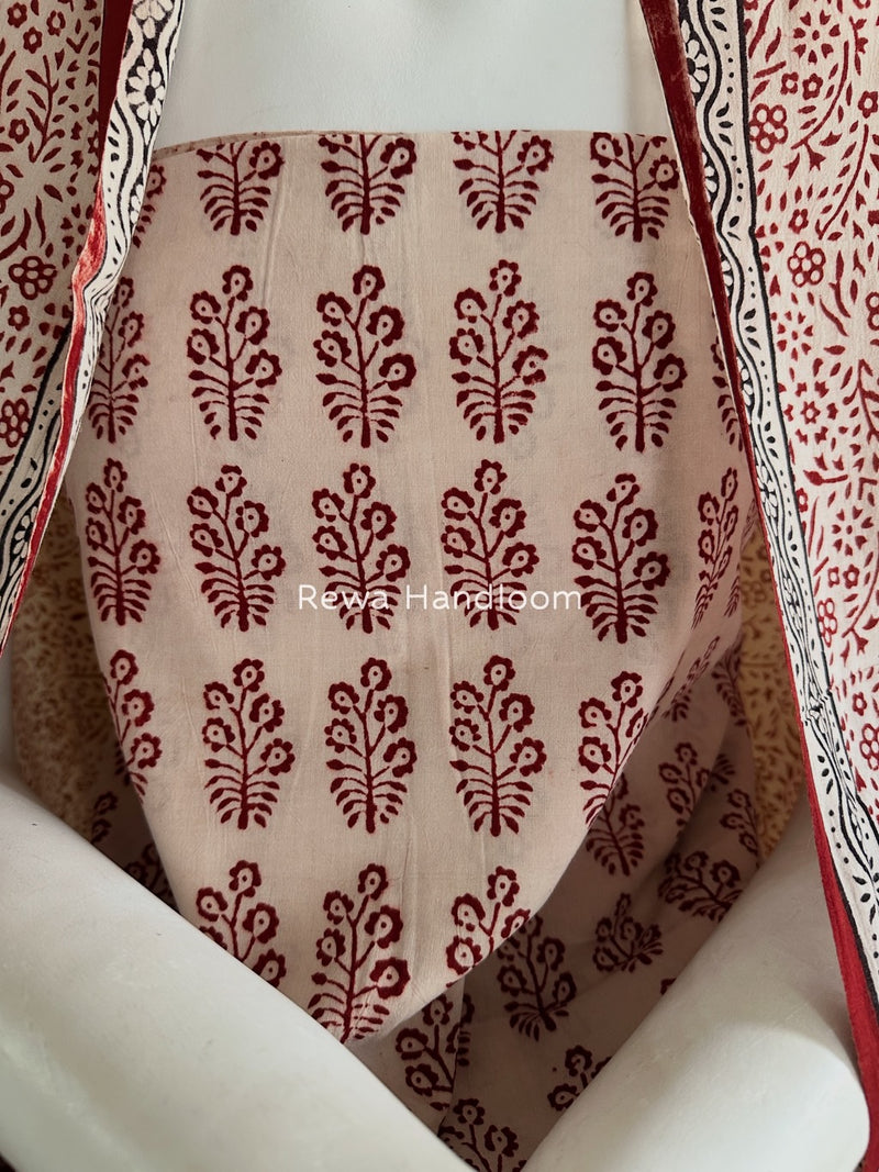 White-Red Bagh Print Cotton Suit BGCSJ057