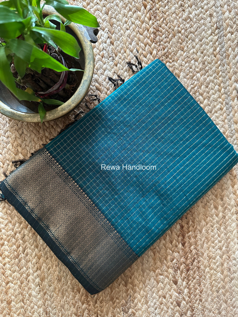 Maheshwari Green Zari Checks Saree ZCHX493
