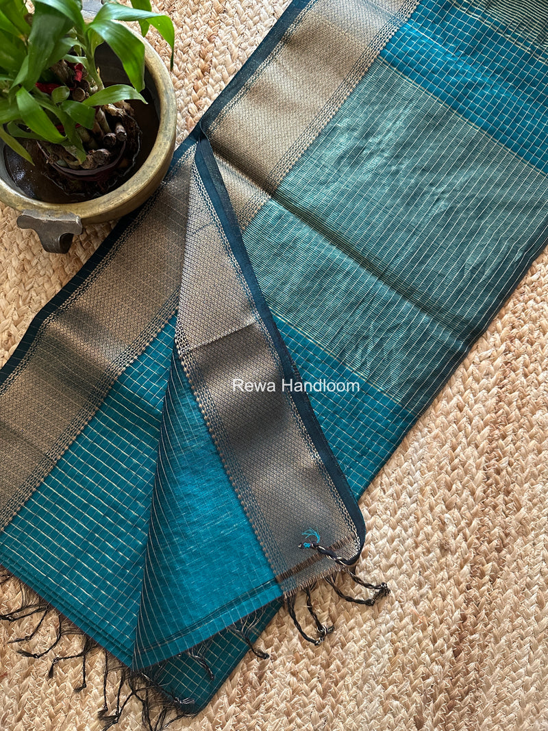 Maheshwari Green Zari Checks Saree ZCHX493