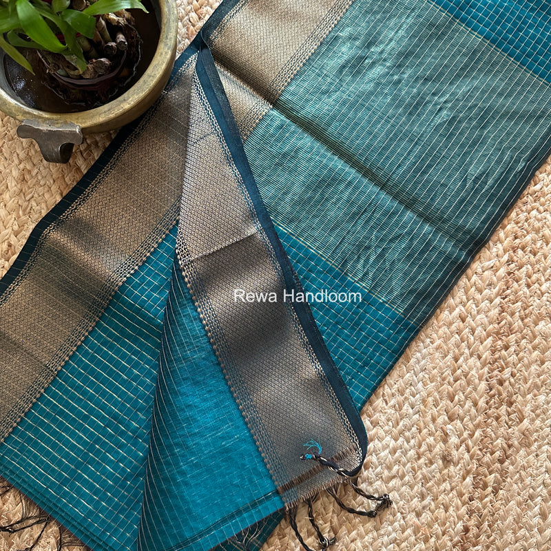 Maheshwari Green Zari Checks Saree ZCHX493
