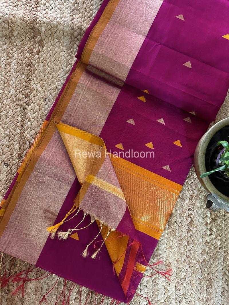 Magenta Zari Butti Maheshwari Saree SB0138