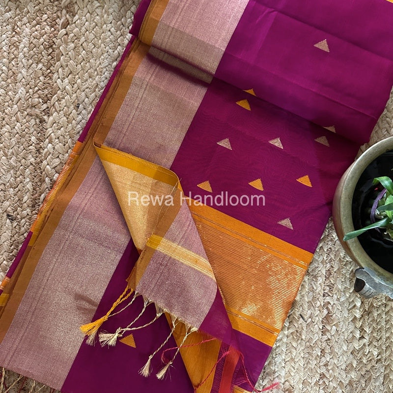 Magenta Zari Butti Maheshwari Saree SB0138