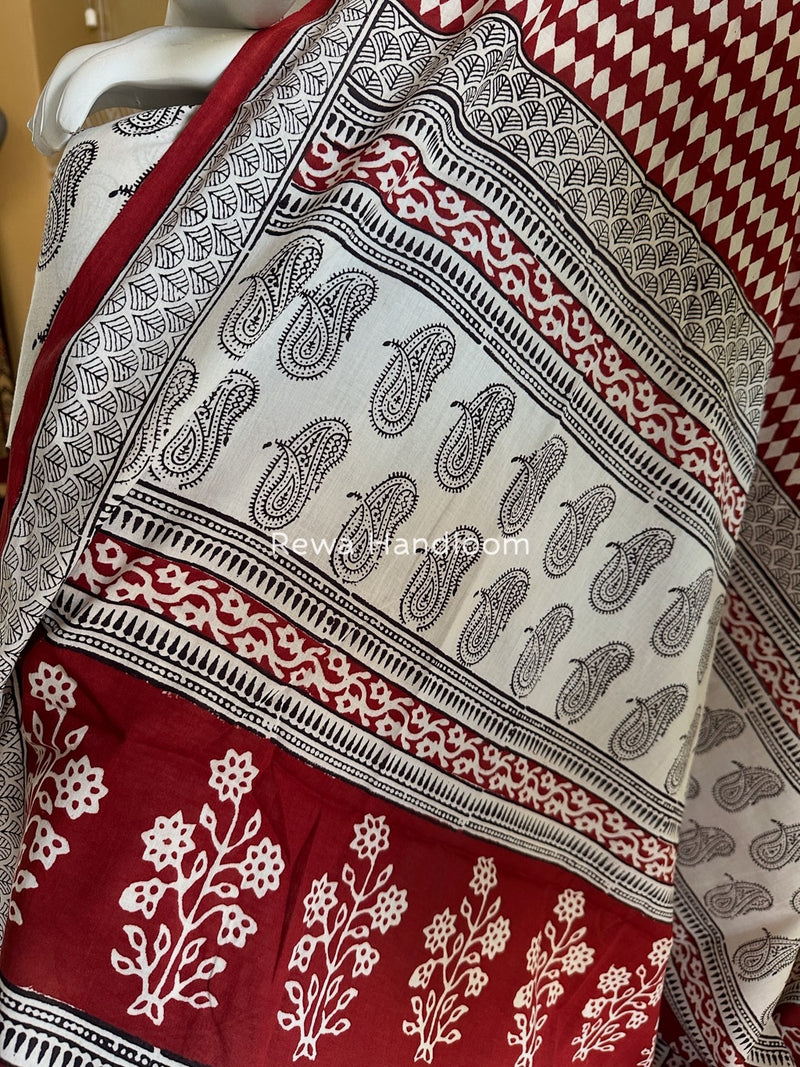 Black-Maroon Bagh Print Cotton Suit BGCSJ039