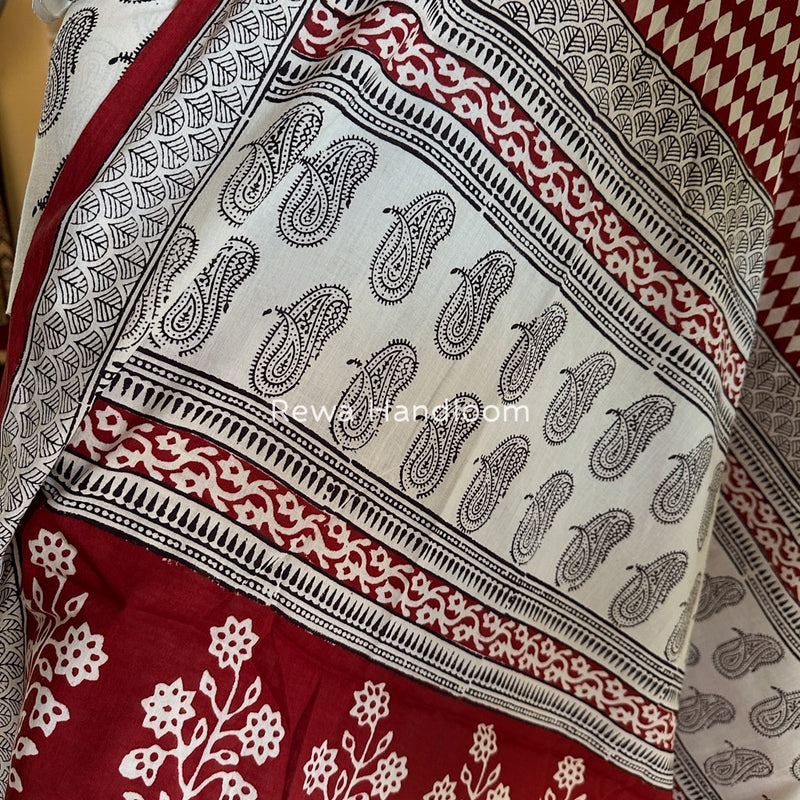 Black-Maroon Bagh Print Cotton Suit BGCSJ039
