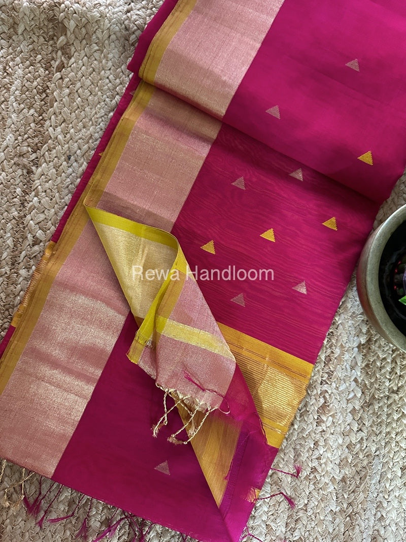 Pink Zari Butti Maheshwari Saree SB0139