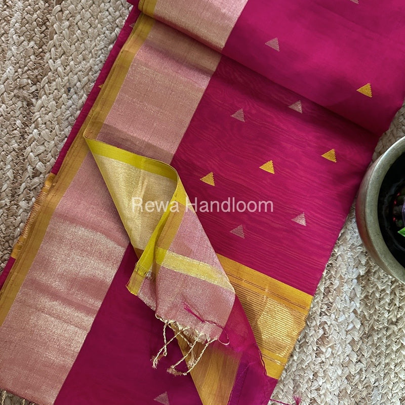 Pink Zari Butti Maheshwari Saree SB0139