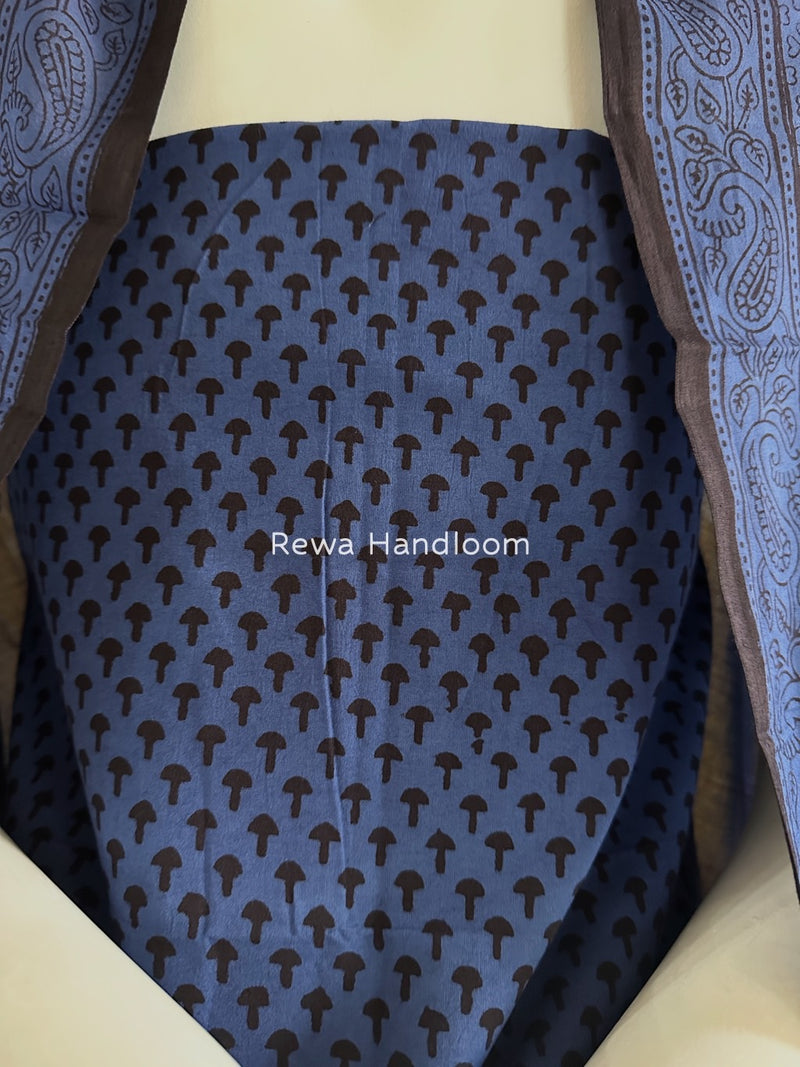 Blue-Black Bagh Print Cotton Suit BGCSJ037
