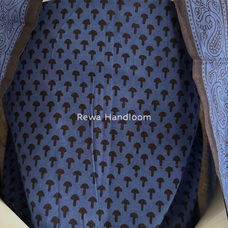 Blue-Black Bagh Print Cotton Suit BGCSJ037