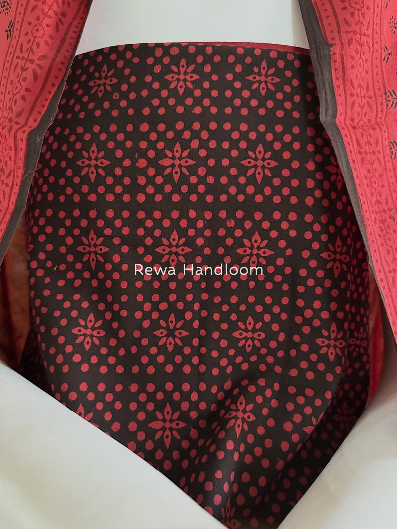 Black-Red Bagh Print Cotton Suit BGCSJ056
