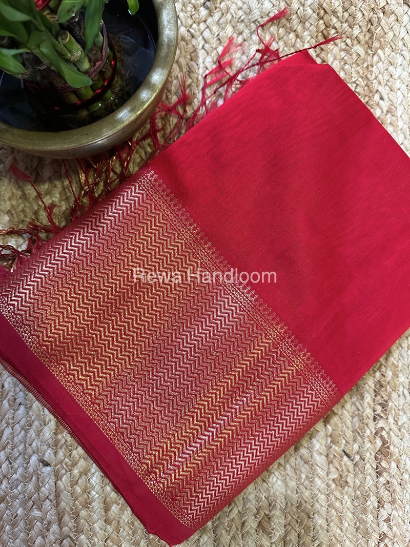 Maheshwari Red Zari Skirt Saree ZS099