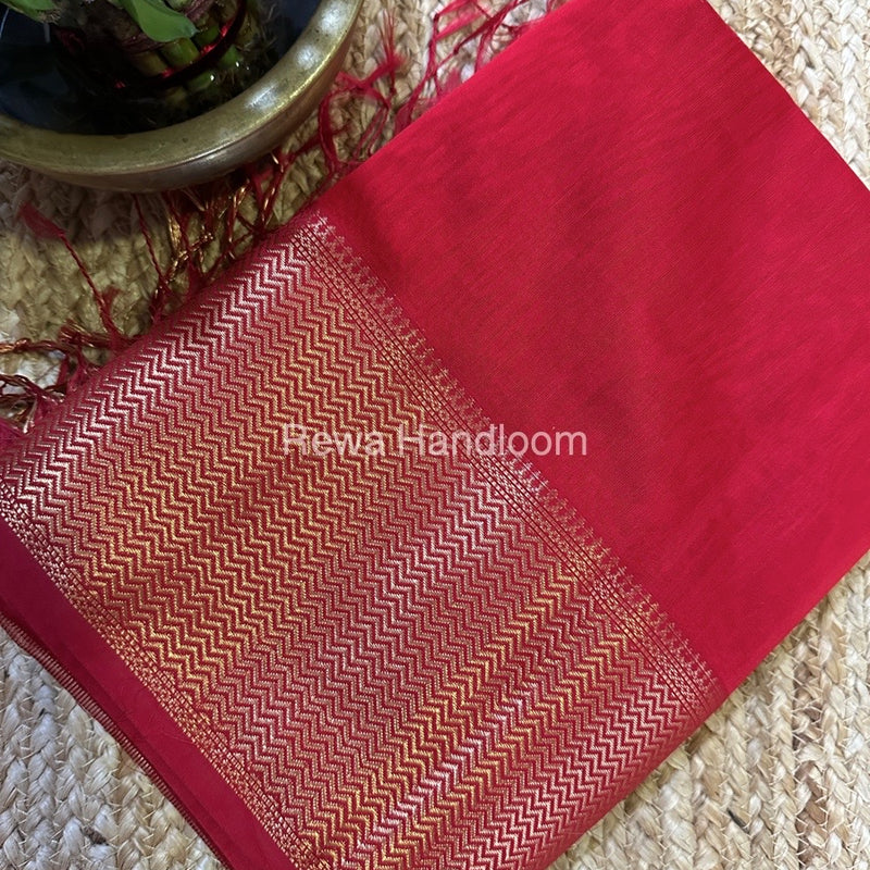 Maheshwari Red Zari Skirt Saree ZS099