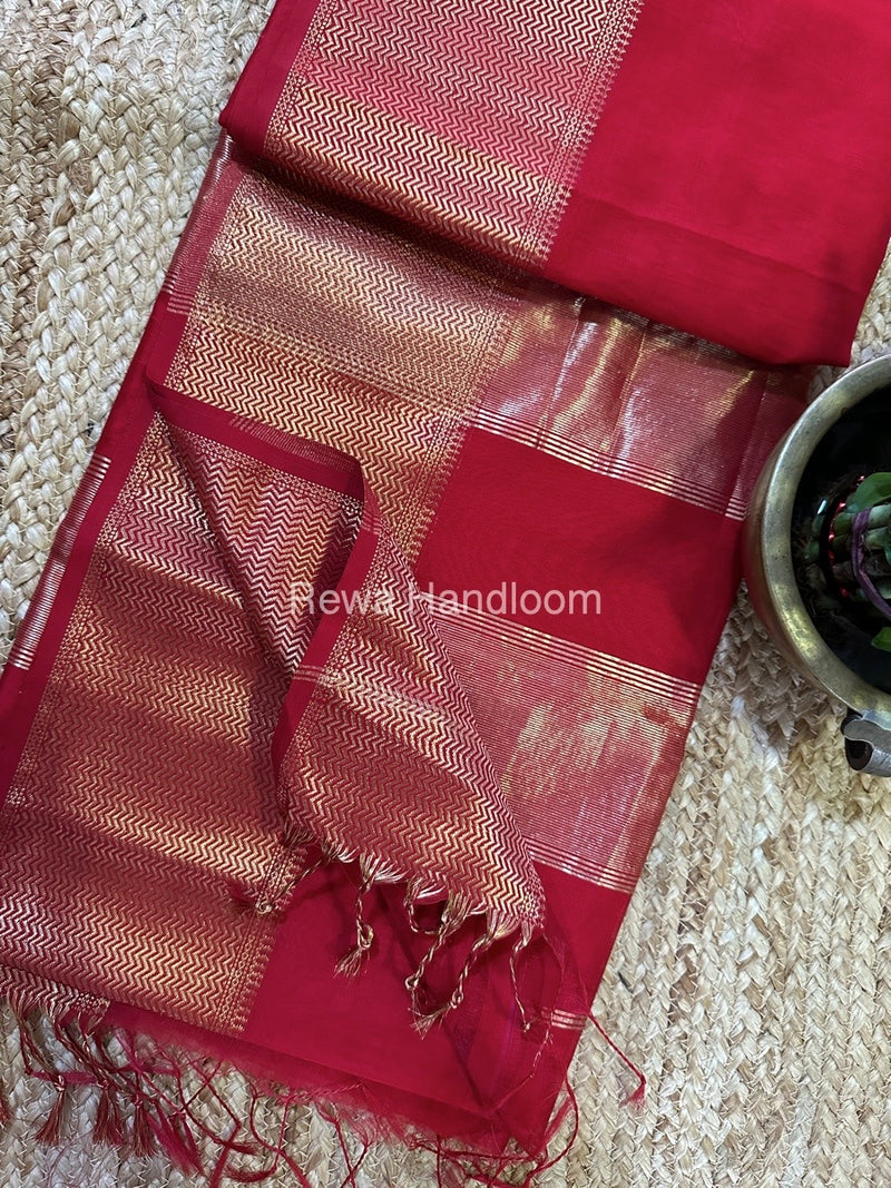 Maheshwari Red Zari Skirt Saree ZS099