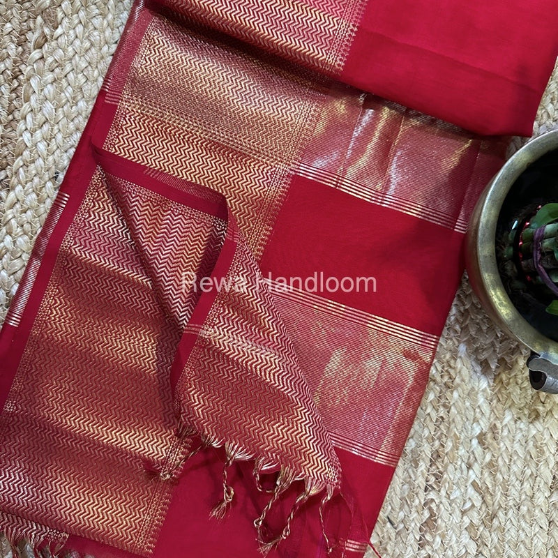 Maheshwari Red Zari Skirt Saree ZS099