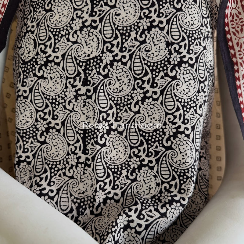 Black-White Bagh Print Cotton Suit BGCSJ028