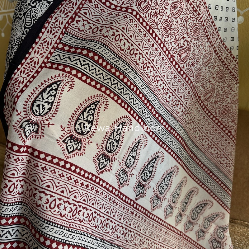 Black-White Bagh Print Cotton Suit BGCSJ028
