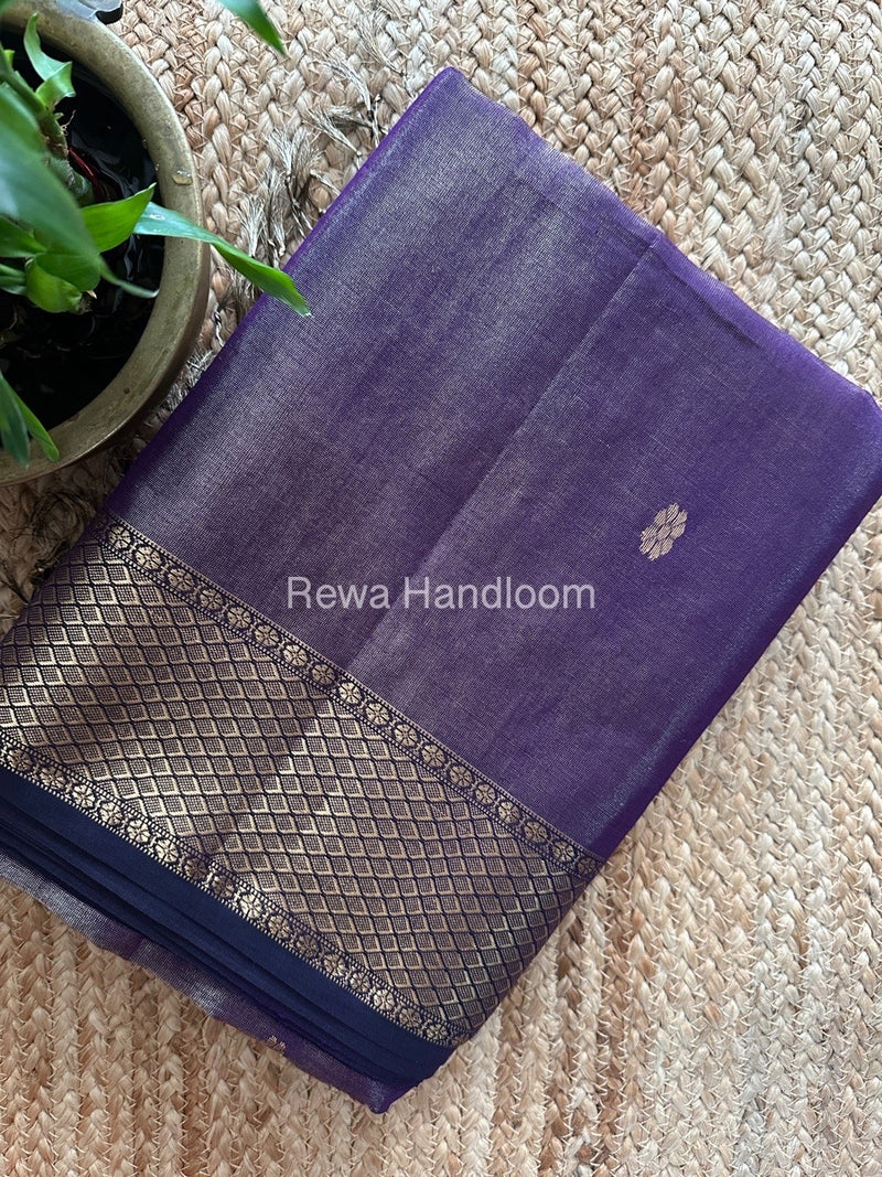 Maheshwari Deep Purple Tissue Silk Saree TFBS018