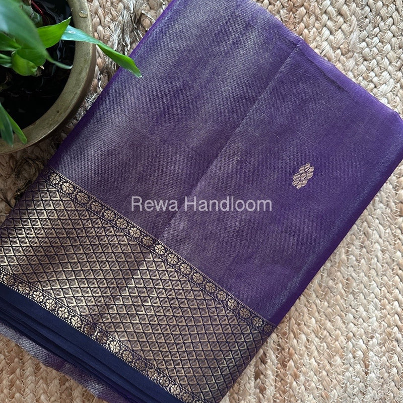 Maheshwari Deep Purple Tissue Silk Saree TFBS018