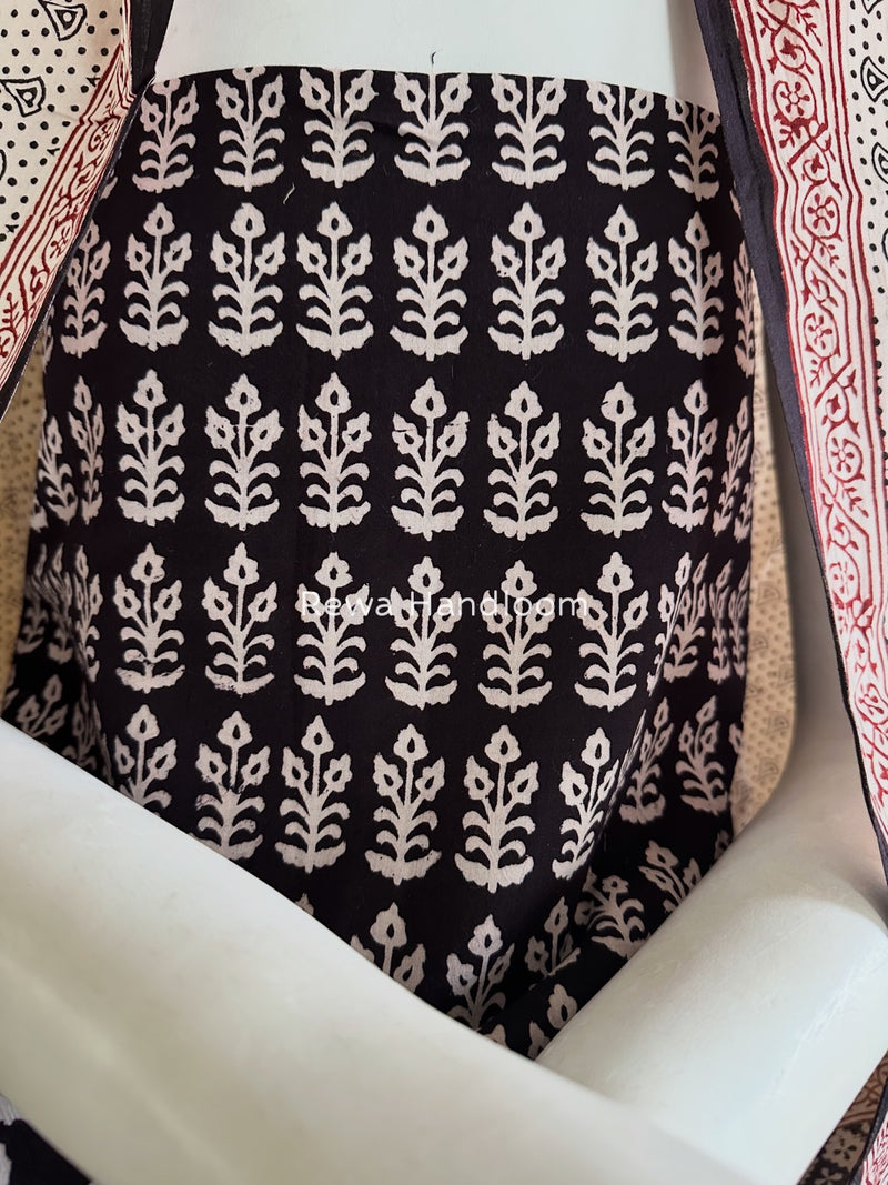 Black-White Bagh Print Cotton Suit BGCSJ025