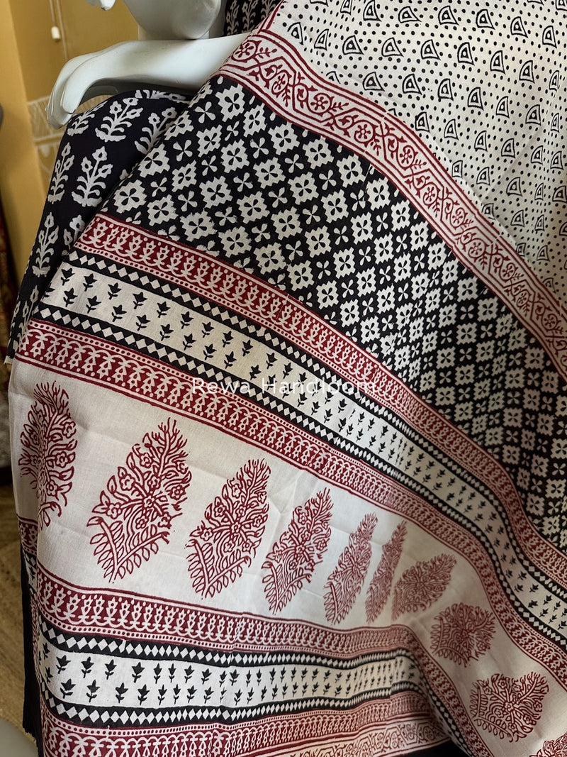 Black-White Bagh Print Cotton Suit BGCSJ025