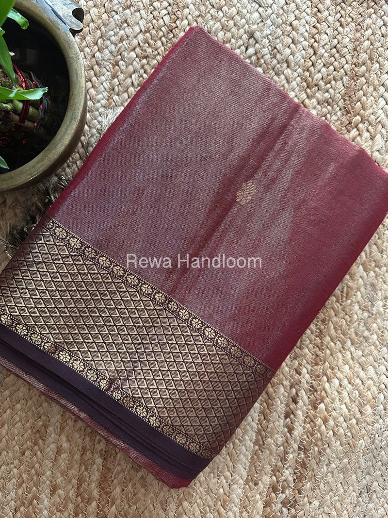 Maheshwari Maroon Tissue Butti Saree TBBS099