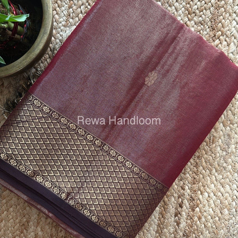 Maheshwari Maroon Tissue Butti Saree TBBS099