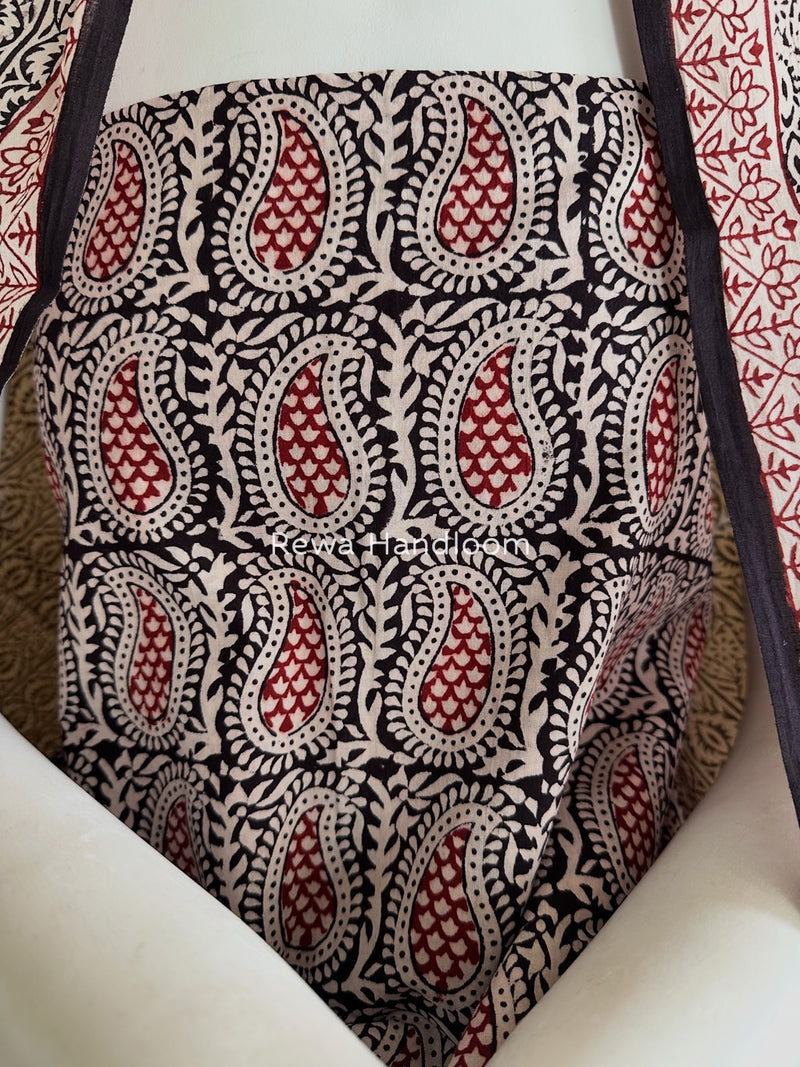Black-White Bagh Print Cotton Suit BGCSJ030