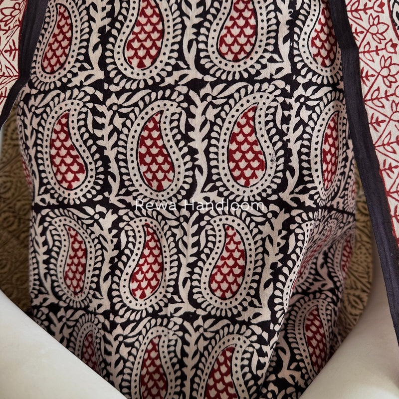 Black-White Bagh Print Cotton Suit BGCSJ030