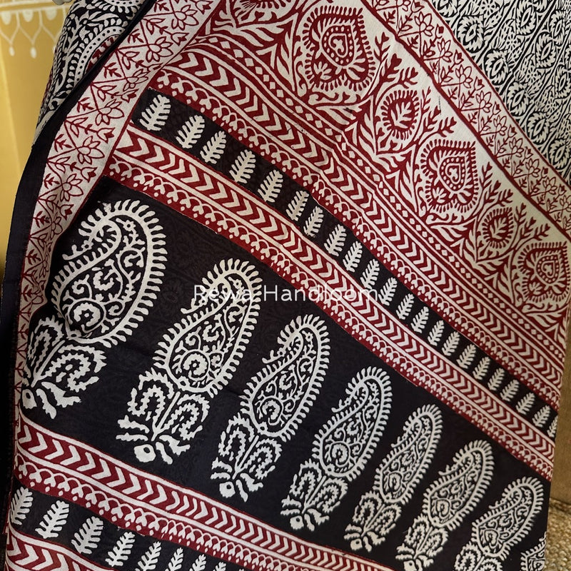 Black-White Bagh Print Cotton Suit BGCSJ030
