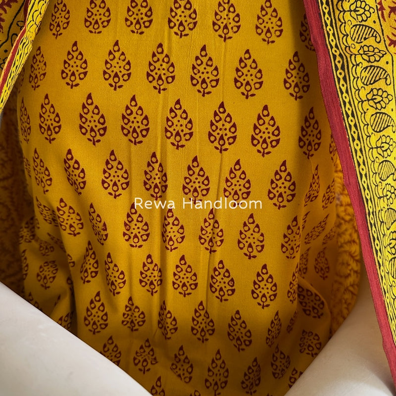 Yellow-Maroon Bagh Print Cotton Suit BGCSJ078