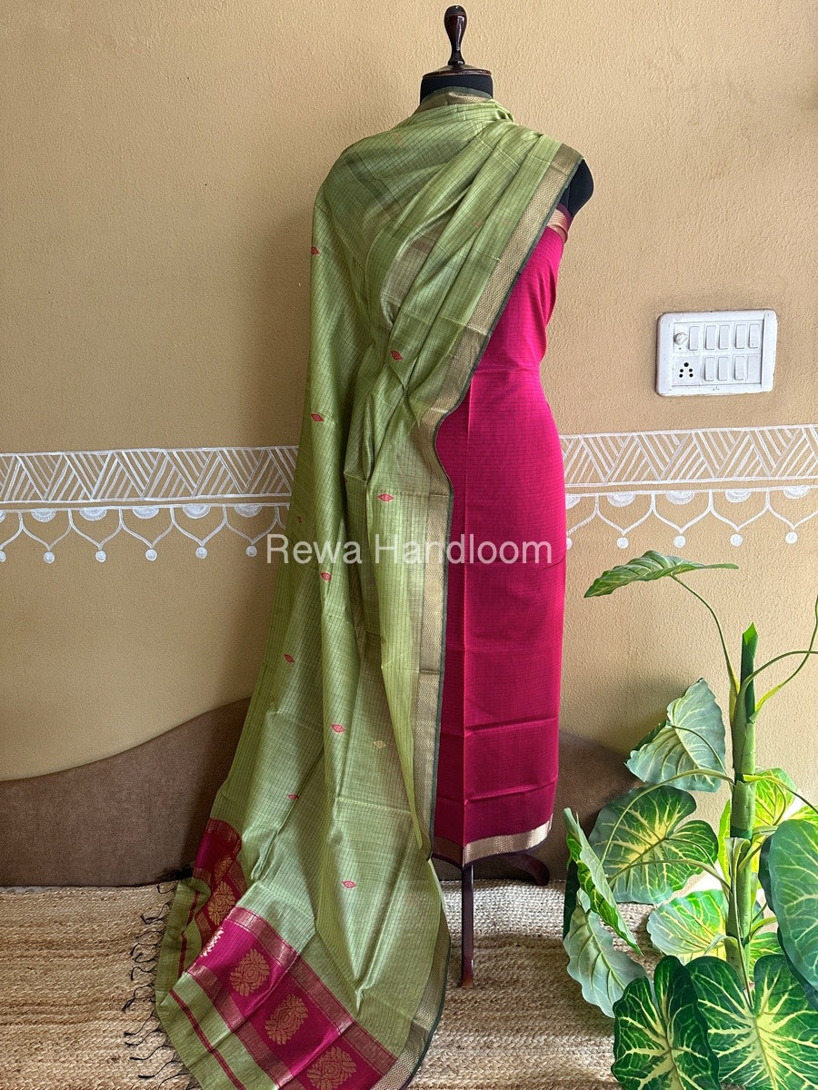 Maheshwari Peacock Buta-Buti Top-Dupatta Set