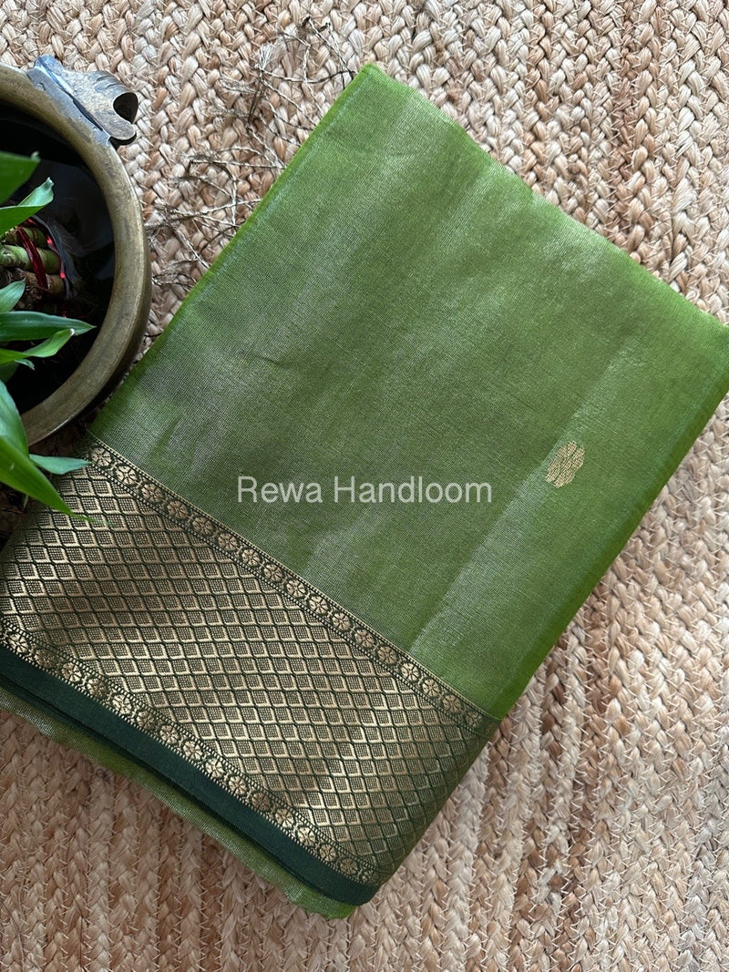 Maheshwari Chutney Green Tissue Silk Saree TFBS015