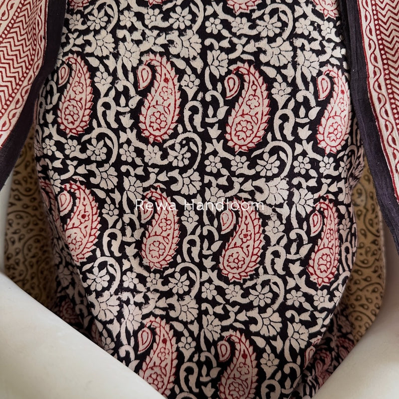 Black-White Bagh Print Cotton Suit BGCSJ032