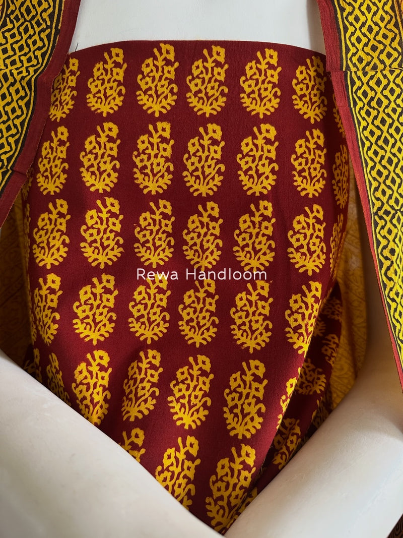 Red-Turmeric Yellow Bagh Print Cotton Suit BGCSJ027