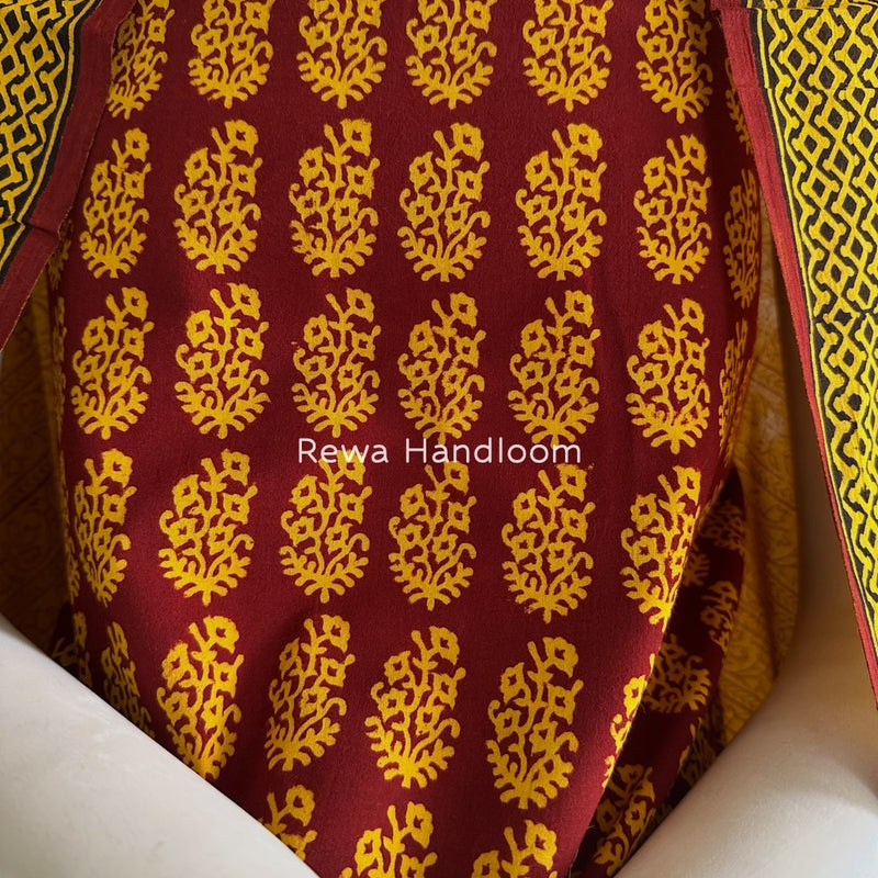 Red-Turmeric Yellow Bagh Print Cotton Suit BGCSJ027