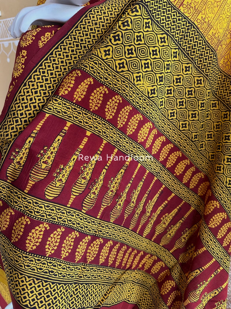 Red-Turmeric Yellow Bagh Print Cotton Suit BGCSJ027
