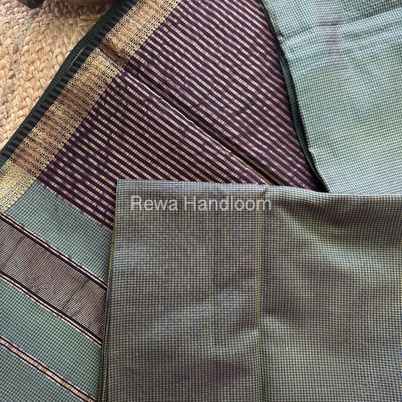 Maheshwari Olive Green Garbha Reshami Silk Saree GS222