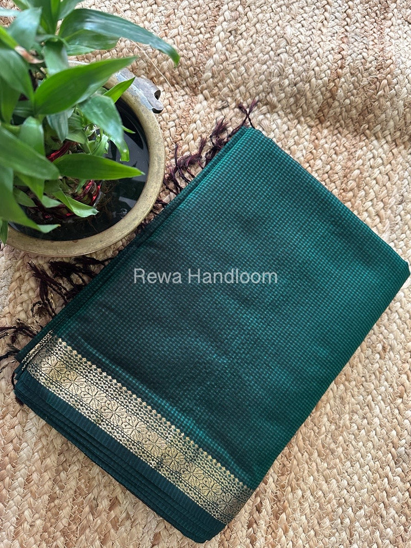 Maheshwari Bottle Green Garbha Reshami Silk Saree GS221