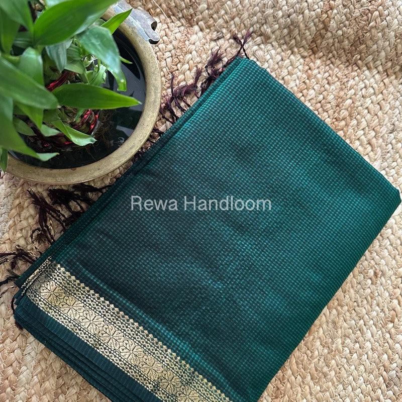 Maheshwari Bottle Green Garbha Reshami Silk Saree GS221