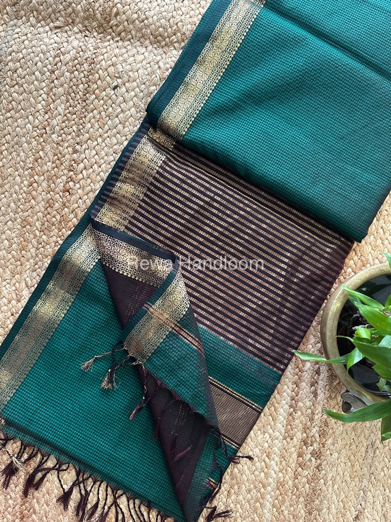 Maheshwari Bottle Green Garbha Reshami Silk Saree GS221