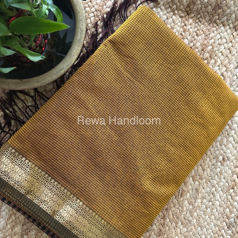 Maheshwari Mustard Garbha Reshami Silk Saree GS220