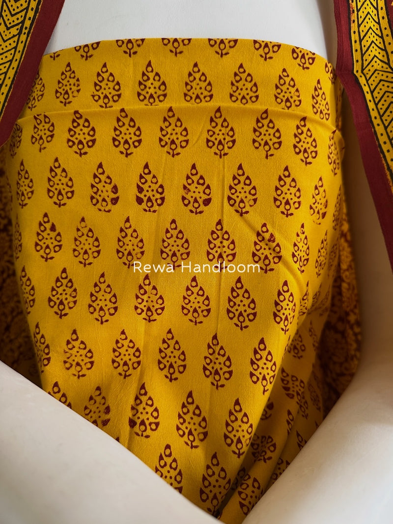 Turmeric Yellow-Maroon Bagh Print Cotton Suit BGCSJ040