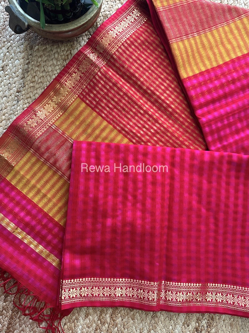 Maheshwari Rani PInk Garbha Reshami Silk Saree GS219