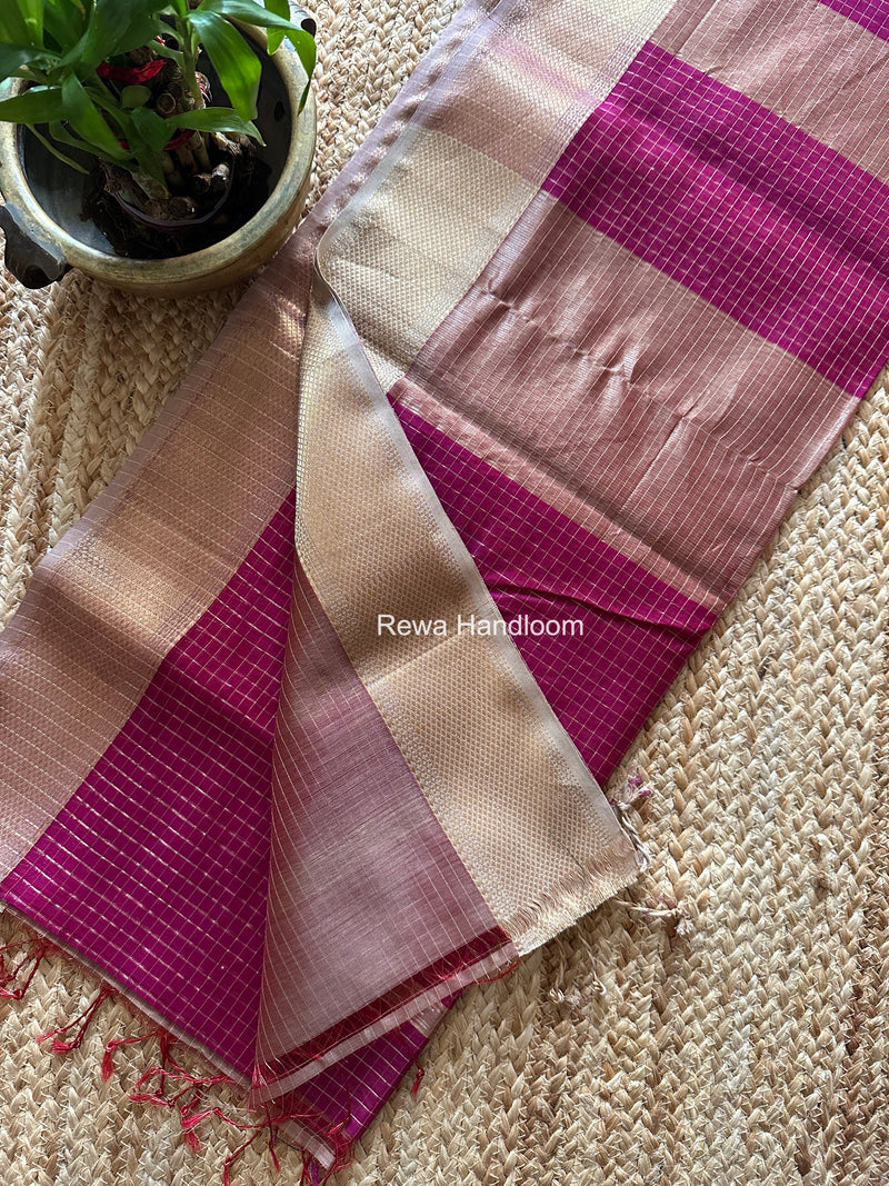Maheshwari Magenta Zari Checks Saree ZCHX438