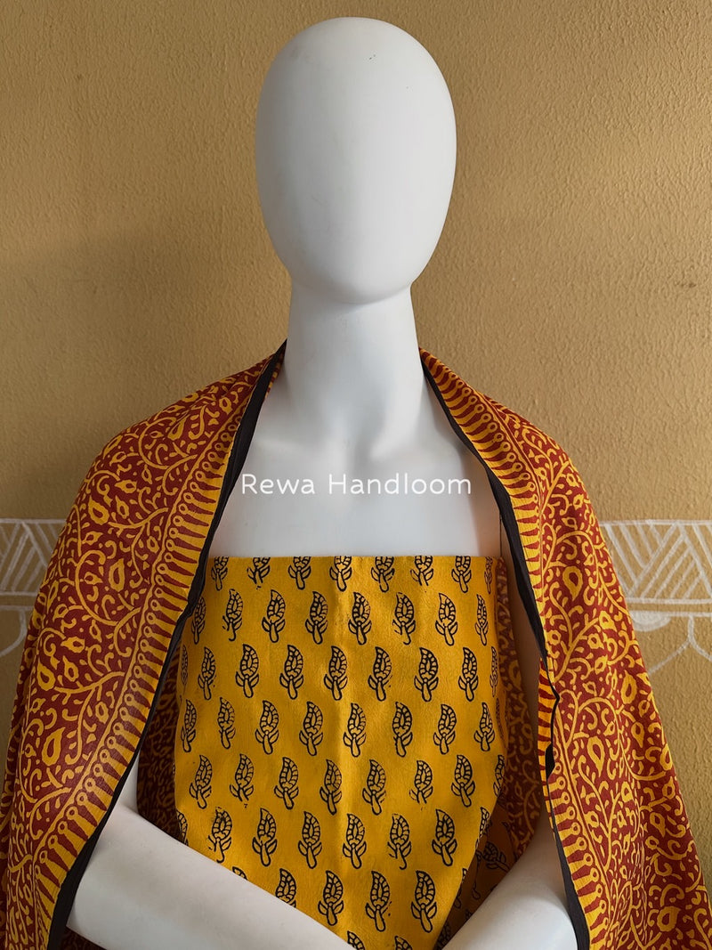 Yellow-Red Bagh Print Cotton Suit BGCSJ044