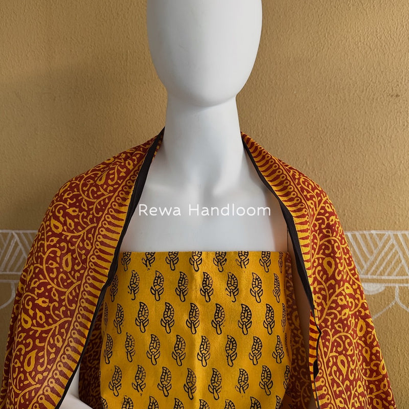 Yellow-Red Bagh Print Cotton Suit BGCSJ044