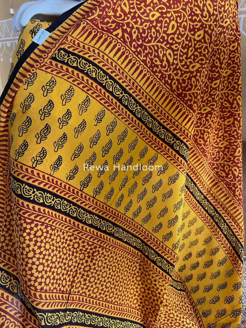 Yellow-Red Bagh Print Cotton Suit BGCSJ044