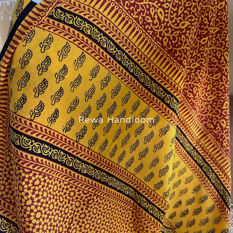 Yellow-Red Bagh Print Cotton Suit BGCSJ044