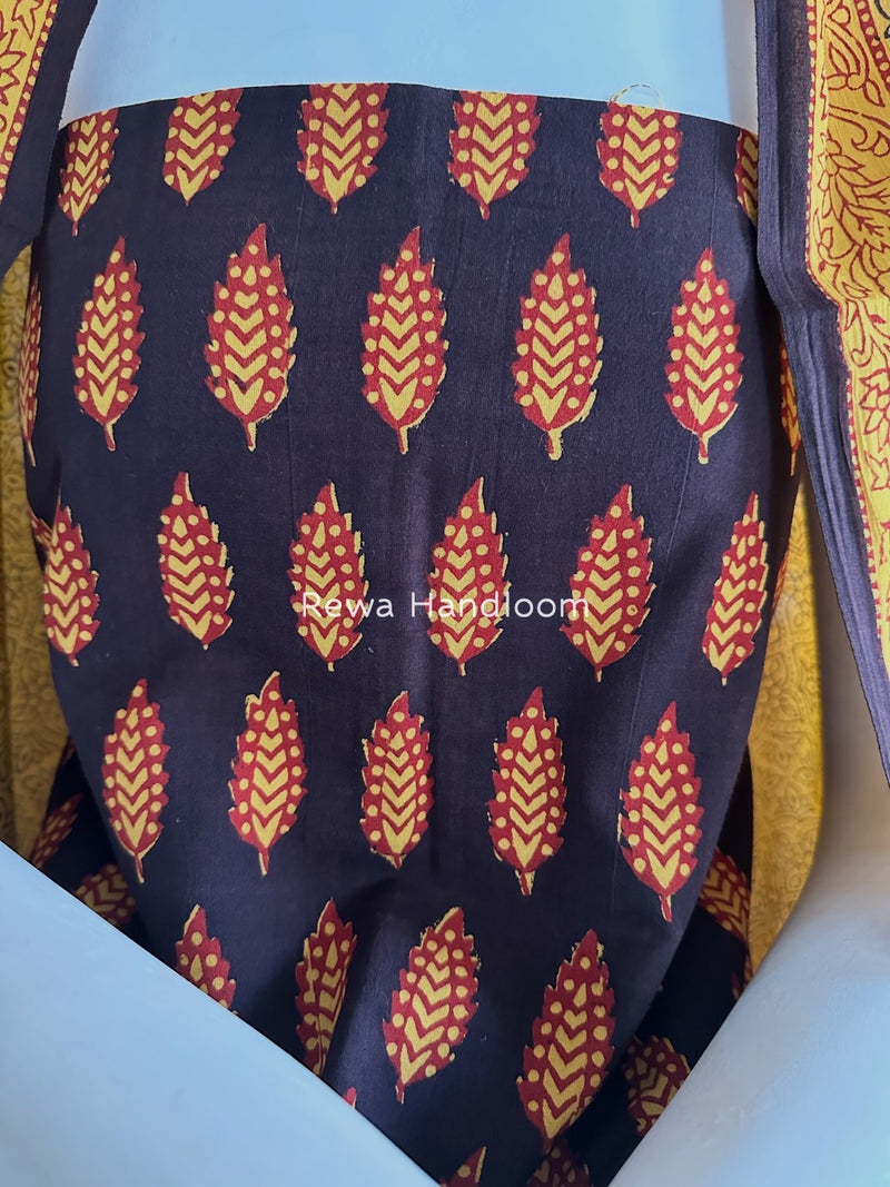 Black-Yellow Bagh Print Cotton Suit BGCSJ080