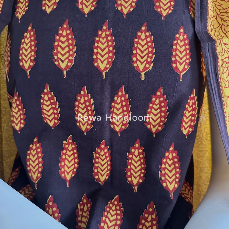 Black-Yellow Bagh Print Cotton Suit BGCSJ080