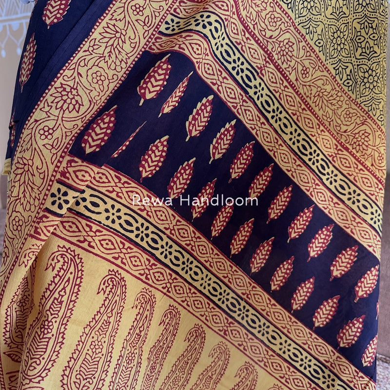 Black-Yellow Bagh Print Cotton Suit BGCSJ080